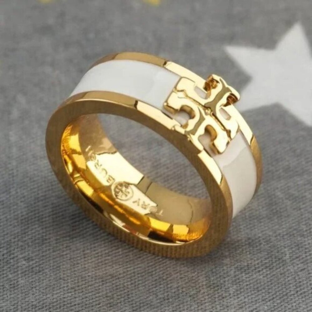 Tory Burch Kira Enamel Ring in White (Brand New with Dust Bag)